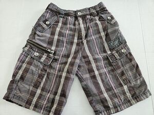 Guess Premium Boys Plaid Cargo Shorts Size 7 Adjustable Waist 100% Cotton